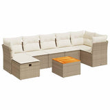 Salon de jardin avec coussins 8 pcs beige résine tressée