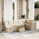 Salon de jardin avec coussins 9 pcs beige résine tressée