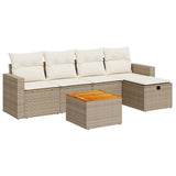 Salon de jardin avec coussins 6 pcs beige résine tressée