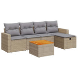 Salon de jardin avec coussins 6 pcs beige résine tressée