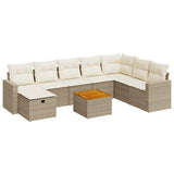 Salon de jardin avec coussins 9 pcs beige résine tressée