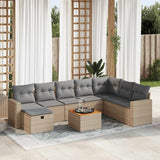 Salon de jardin avec coussins 9 pcs beige résine tressée