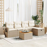 Salon de jardin avec coussins 6 pcs beige résine tressée