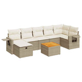 Salon de jardin avec coussins 8 pcs beige résine tressée