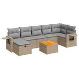 Salon de jardin avec coussins 8 pcs beige résine tressée