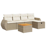 Salon de jardin avec coussins 6 pcs beige résine tressée