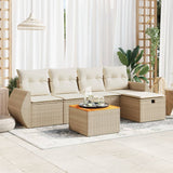 Salon de jardin avec coussins 6 pcs beige résine tressée