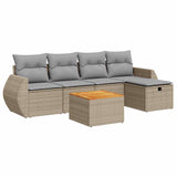 Salon de jardin avec coussins 6 pcs beige résine tressée