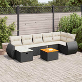 Salon de jardin 8 pcs avec coussins noir résine tressée