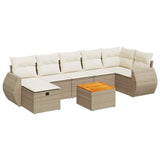 Salon de jardin avec coussins 8 pcs beige résine tressée