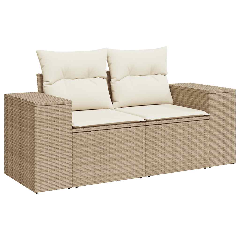 Salon de jardin avec coussins 6 pcs beige résine tressée