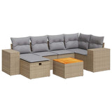 Salon de jardin avec coussins 7 pcs beige résine tressée