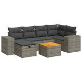 Salon de jardin avec coussins 7 pcs gris résine tressée