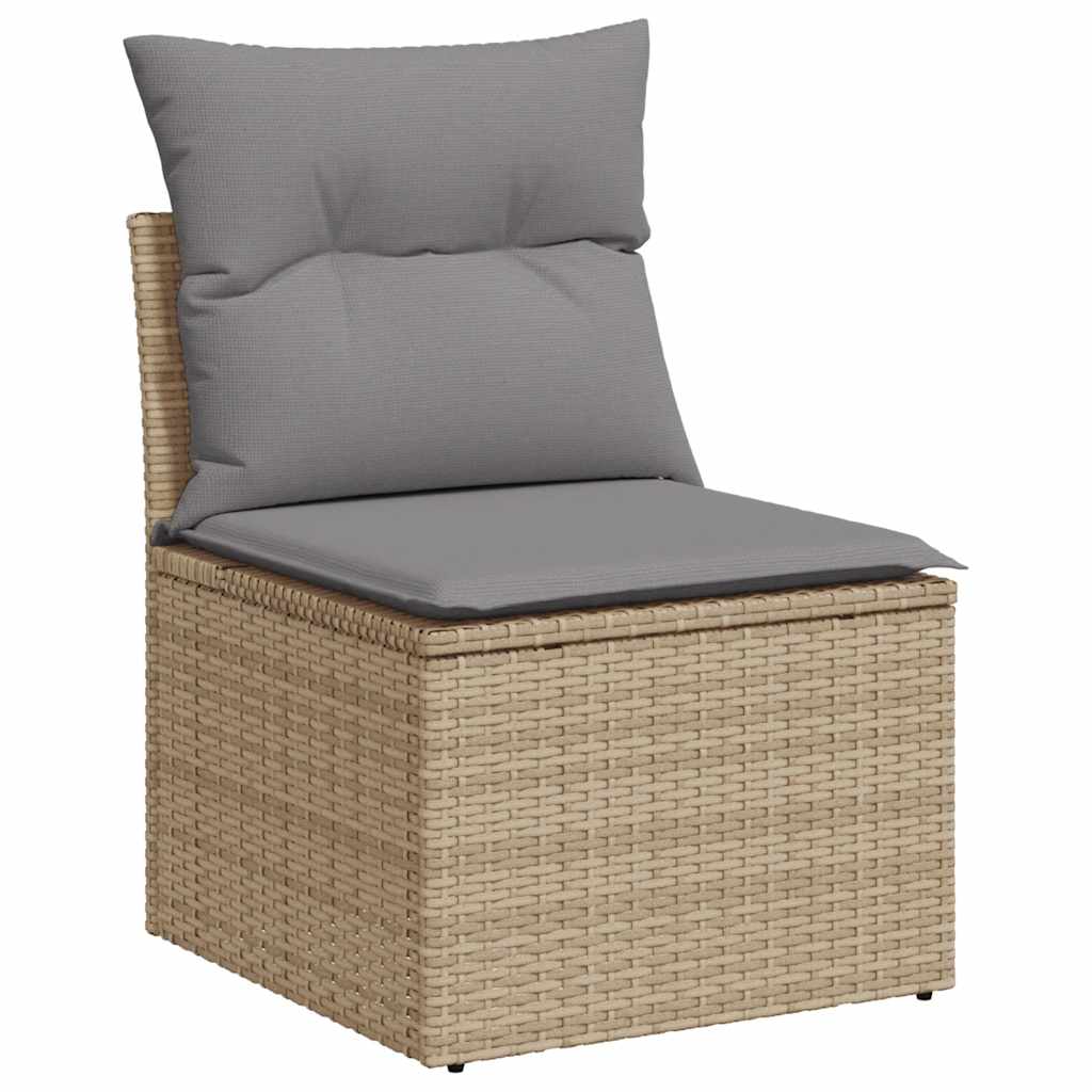 Salon de jardin avec coussins 8 pcs beige résine tressée