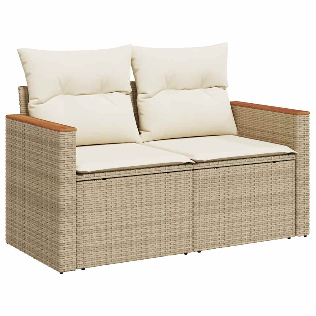 Salon de jardin avec coussins 4 pcs beige résine tressée