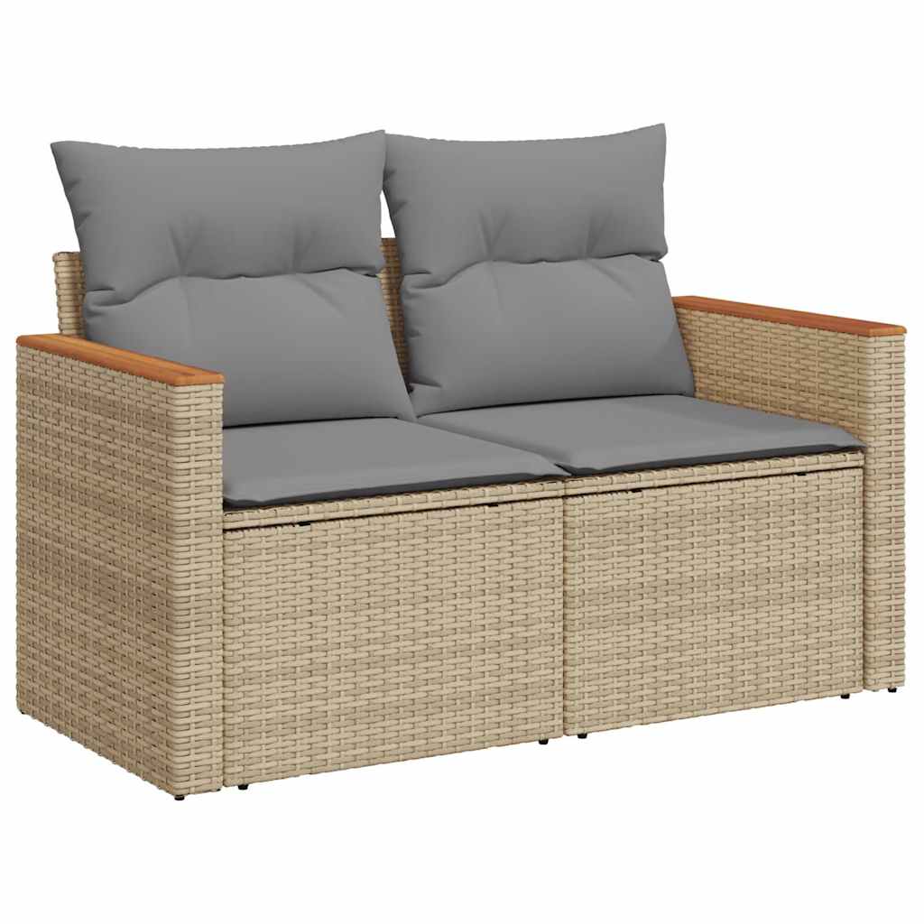 Salon de jardin avec coussins 4 pcs beige résine tressée