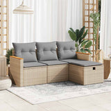 Salon de jardin avec coussins 4 pcs beige résine tressée