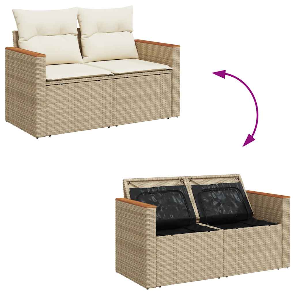 Salon de jardin avec coussins 6 pcs beige résine tressée