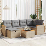 Salon de jardin avec coussins 7 pcs beige résine tressée