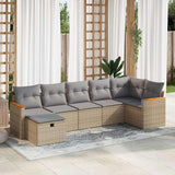 Salon de jardin avec coussins 7 pcs beige résine tressée