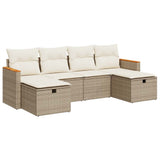 Salon de jardin avec coussins 6 pcs beige résine tressée