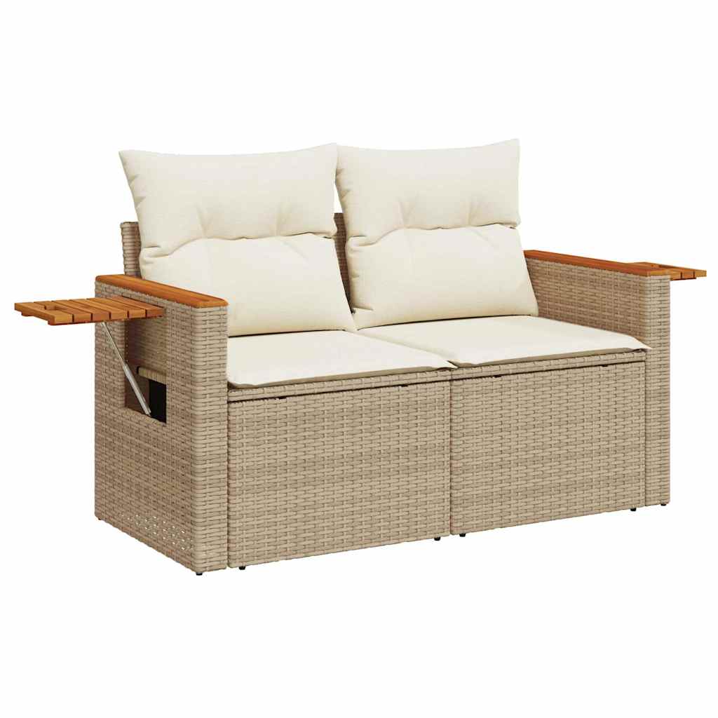 Salon de jardin avec coussins 4 pcs beige résine tressée