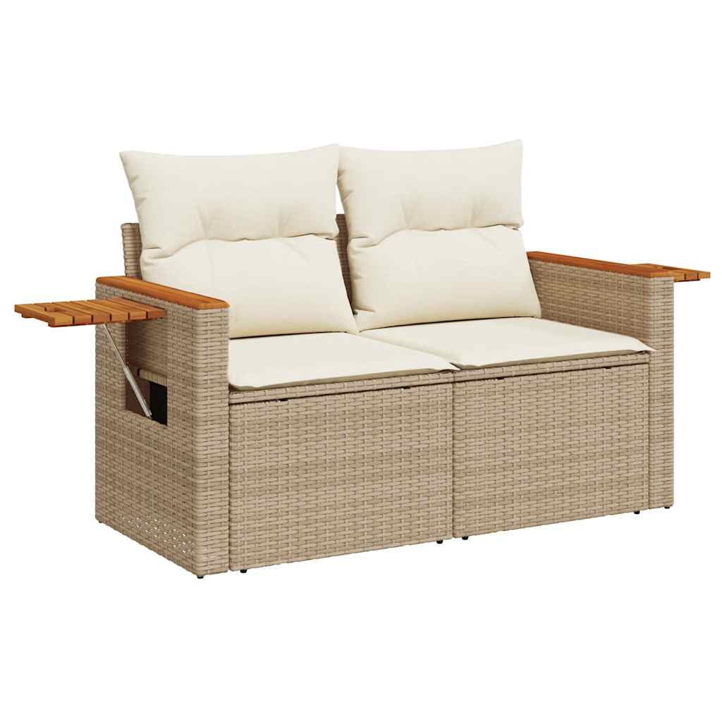 Salon de jardin avec coussins 5 pcs beige résine tressée