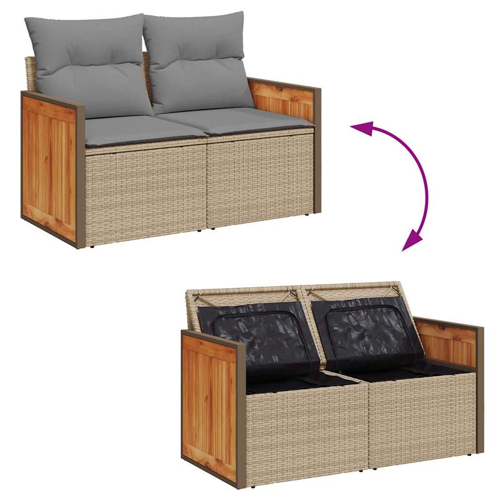 Salon de jardin avec coussins 6 pcs beige résine tressée