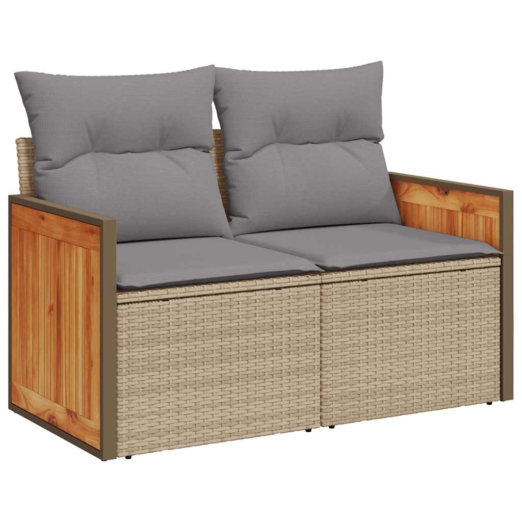 Salon de jardin avec coussins 8 pcs beige résine tressée