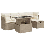 Salon de jardin avec coussins 6 pcs beige résine tressée