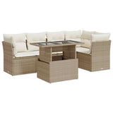 Salon de jardin avec coussins 6 pcs beige résine tressée