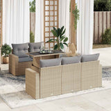 Salon de jardin avec coussins 6 pcs beige résine tressée