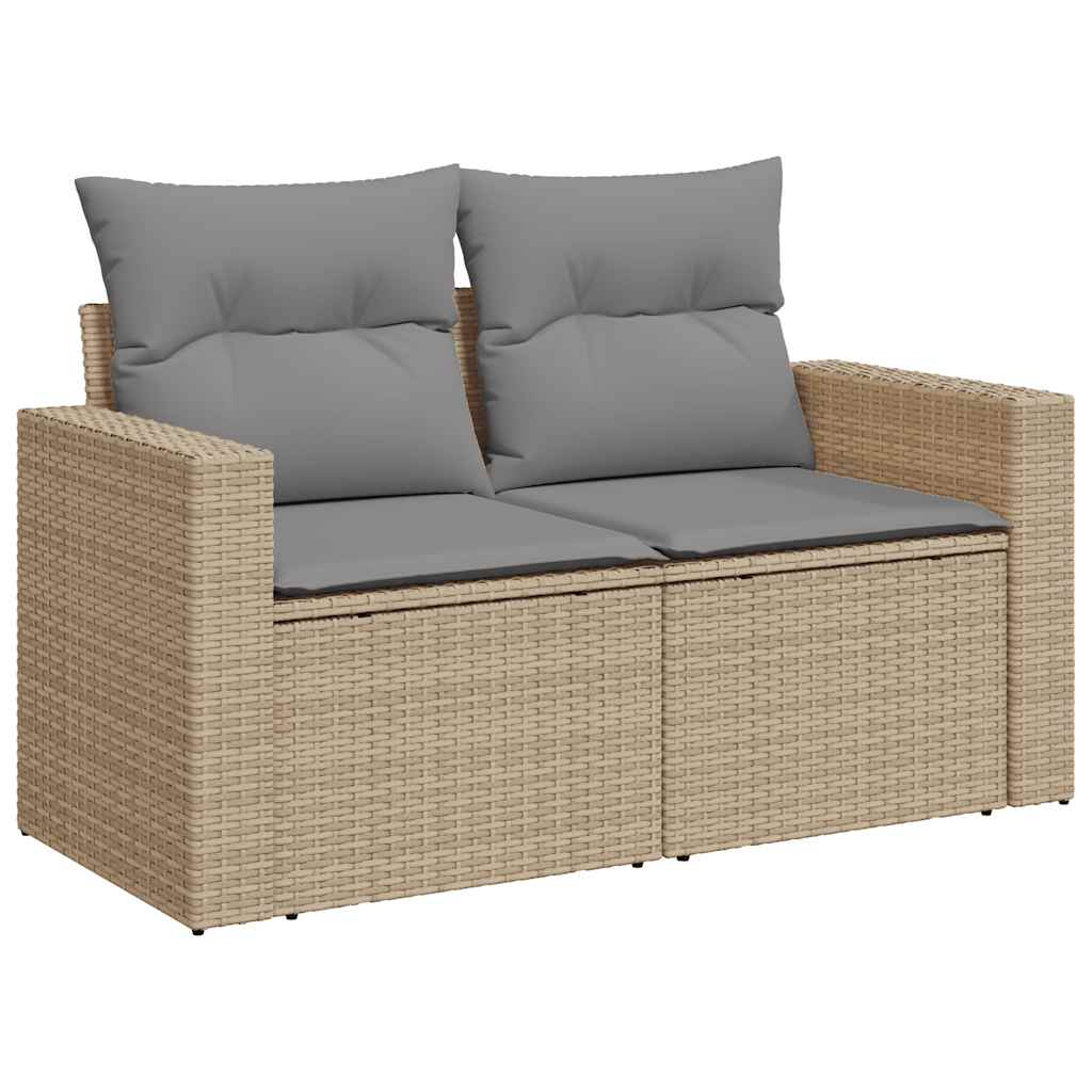 Salon de jardin avec coussins 8 pcs beige résine tressée