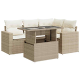 Salon de jardin avec coussins 5 pcs beige résine tressée