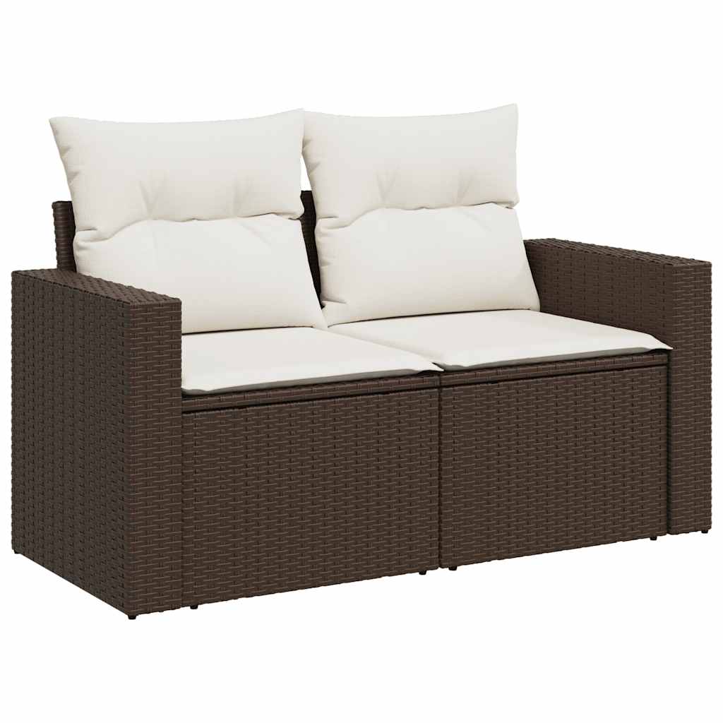 Salon de jardin avec coussins 5 pcs marron résine tressée