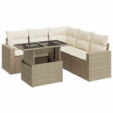 Salon de jardin avec coussins 6 pcs beige résine tressée