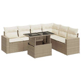 Salon de jardin avec coussins 7 pcs beige résine tressée