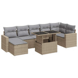 Salon de jardin avec coussins 8 pcs beige résine tressée