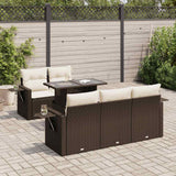 Salon de jardin avec coussins 6 pcs marron résine tressée