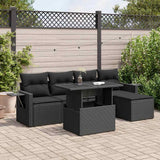 Salon de jardin 6 pcs avec coussins noir résine tressée