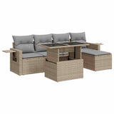 Salon de jardin avec coussins 6 pcs beige résine tressée