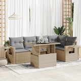 Salon de jardin avec coussins 6 pcs beige résine tressée