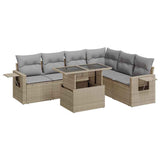 Salon de jardin avec coussins 7 pcs beige résine tressée