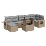 Salon de jardin avec coussins 8 pcs beige résine tressée