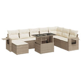 Salon de jardin avec coussins 9 pcs beige résine tressée