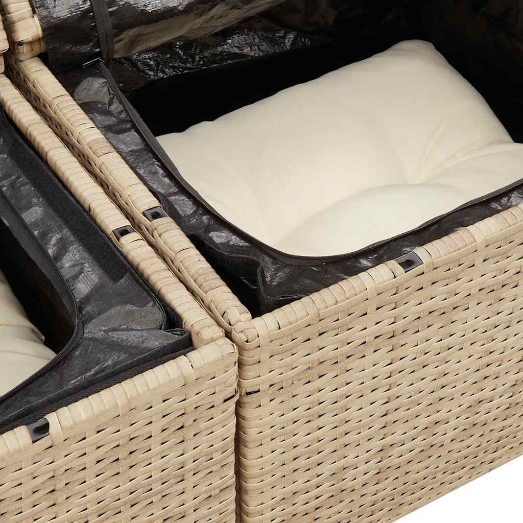 Salon de jardin avec coussins 7 pcs beige résine tressée