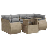 Salon de jardin avec coussins 7 pcs beige résine tressée