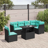 Salon de jardin 6 pcs avec coussins noir résine tressée