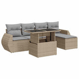 Salon de jardin avec coussins 6 pcs beige résine tressée