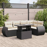 Salon de jardin 6 pcs avec coussins noir résine tressée